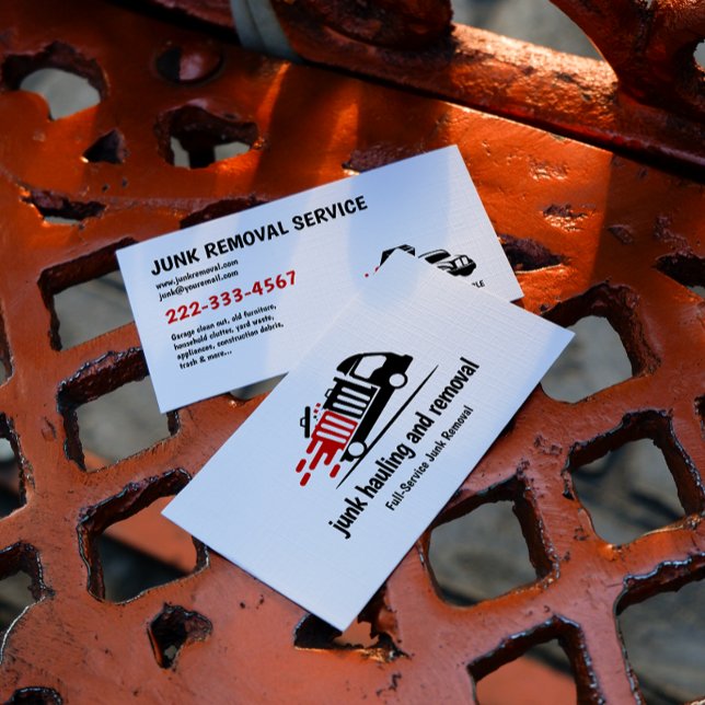 JUNK HAULING TRASH REMOVAL RED BLACK BUSINESS CARD (Creator Uploaded)