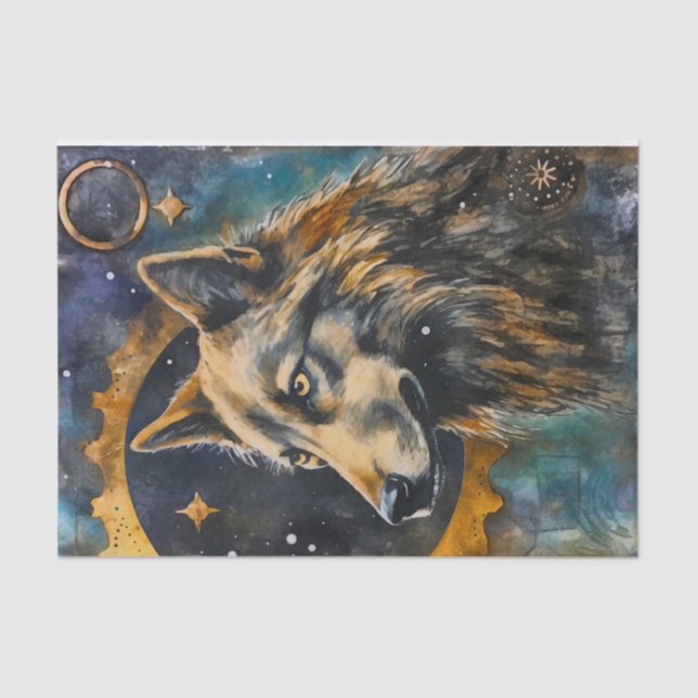 Junk Journal Wolf Tissue Paper (Front)