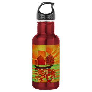 Junk on Sea of Green Cubist Abstract 532 Ml Water Bottle