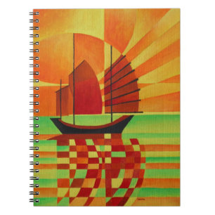 Junk on Sea of Green Cubist Abstract Notebook