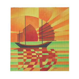 Junk on Sea of Green Cubist Abstract Notepad