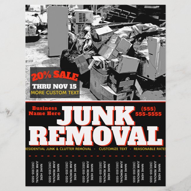 JUNK REMOVAL.GARBAGE HAULING Advertising Tearsheet Flyer (Front)