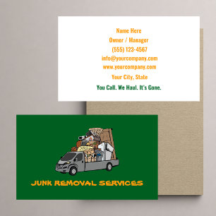 Junk Removal Garbage Hauling Truck Service Business Card