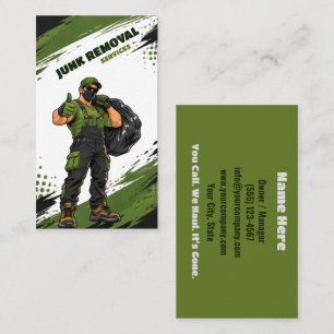 Junk Removal Garbage Hauling Worker Trash Removal Business Card