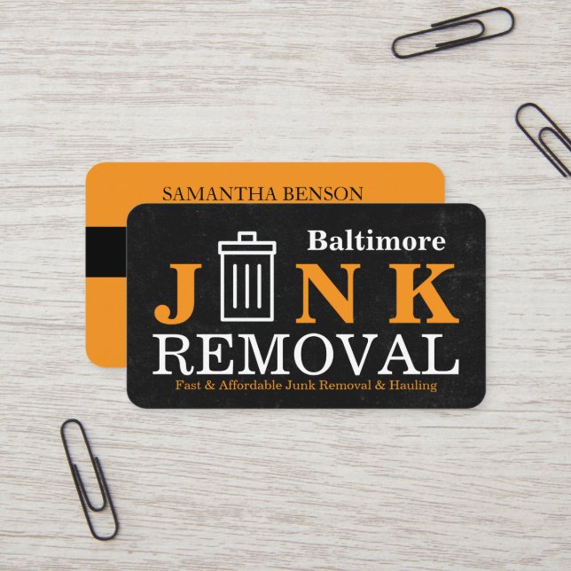 Junk Removal & Hauling Business Card (Front/Back In Situ)