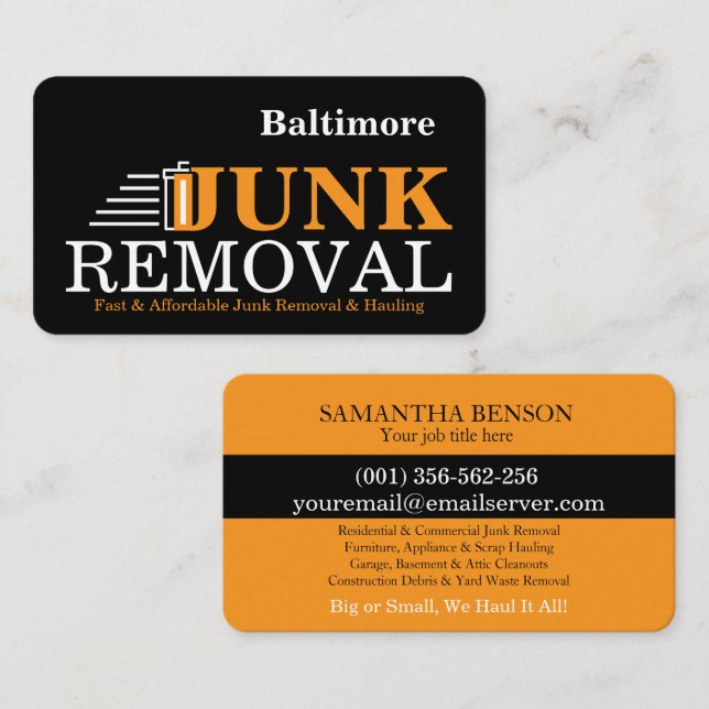 Junk Removal & Hauling Business Card (Front/Back)