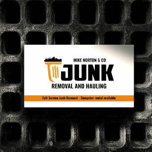 Junk Removal & Hauling Business TRASH BIN ORANGE Card