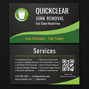 Junk Removal QR Code Metallic Business Card