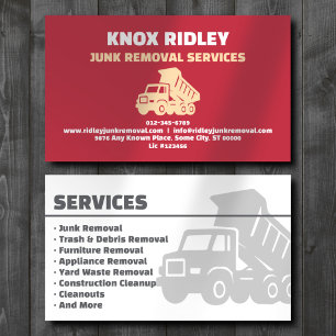 Junk Removal Services Professional Red Business Card