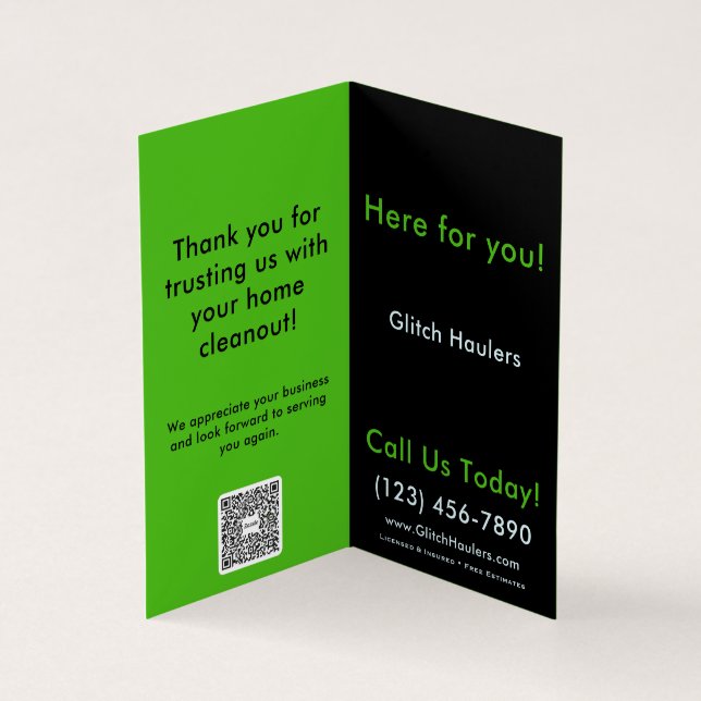 Junk Removal Thank You Card - Custom Residential  (Inside)