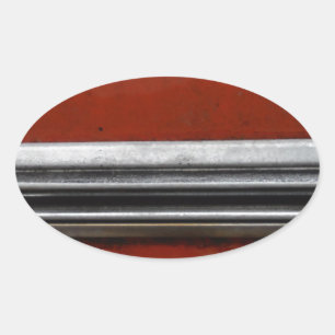 Junk Yard vintage car, Red and Silver Old Paint Oval Sticker