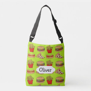 Junkfood pizza cheeseburger fries hotdogs design crossbody bag