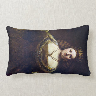 Juno by Rembrandt Harmenszoon van Rijn Lumbar Cushion