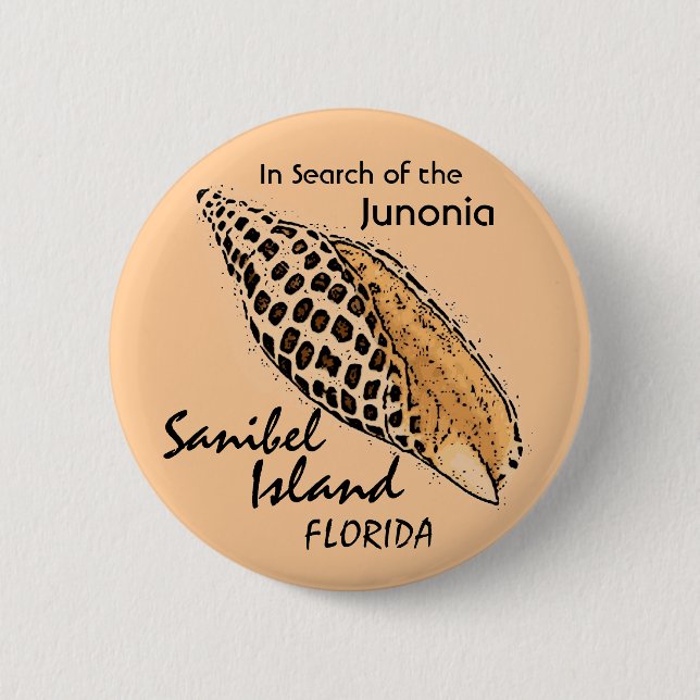 Junonia shell Sanibel Island humour button (Front)