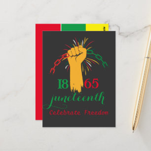 Junteenth 1865 celebrate freedom broken chain postcard
