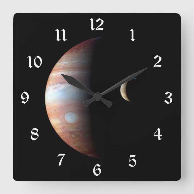 Jupiter 5th Planet with Cassini Solar System Square Wall Clock (Front)