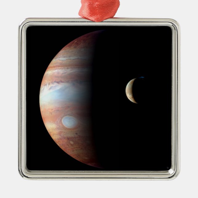 Jupiter and Crescent Moon Metal Ornament (Front)