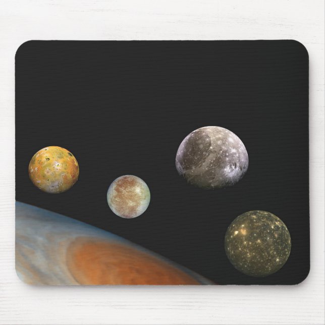 Jupiter and Four Moons Galilean Satellites Mouse Pad (Front)