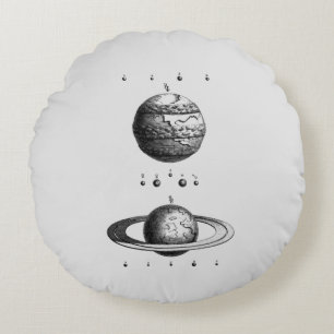 Jupiter And Saturn Planet Celestial Stars Round Cushion