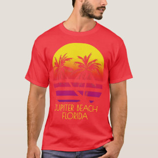 Jupiter Beach Florida Tropical Palm Trees Sunset V T-Shirt