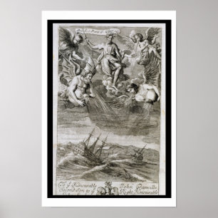 Jupiter Casts a Storm Upon the Ocean, illustration Poster
