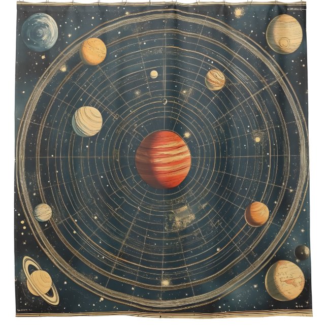 Jupiter-Centred Celestial Chart Design (2) Shower Curtain (Front)