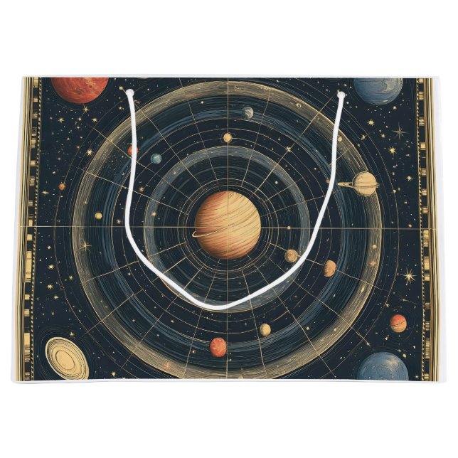 Jupiter-Centred Celestial Chart Design (3) Large Gift Bag (Front)