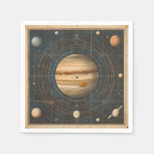 Jupiter-Centred Celestial Chart Design Napkin