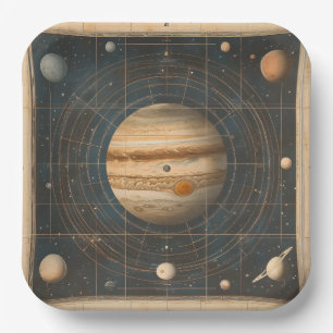 Jupiter-Centred Celestial Chart Design Paper Plate