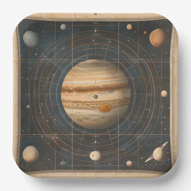 Jupiter-Centred Celestial Chart Design Paper Plate (Front)