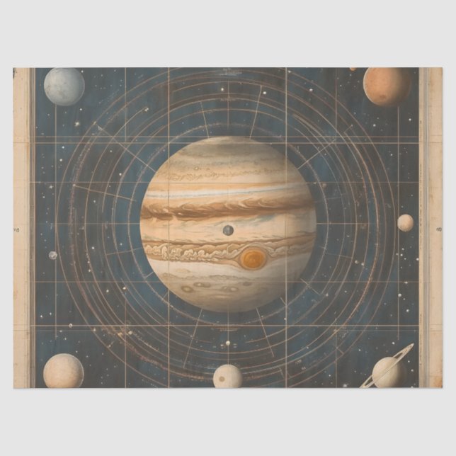 Jupiter-Centred Celestial Chart Design Tissue Paper (Front)