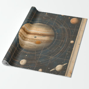 Jupiter-Centred Celestial Chart Design Wrapping Paper