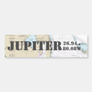 Jupiter FL Latitude Longitude Navigation Chart Bumper Sticker