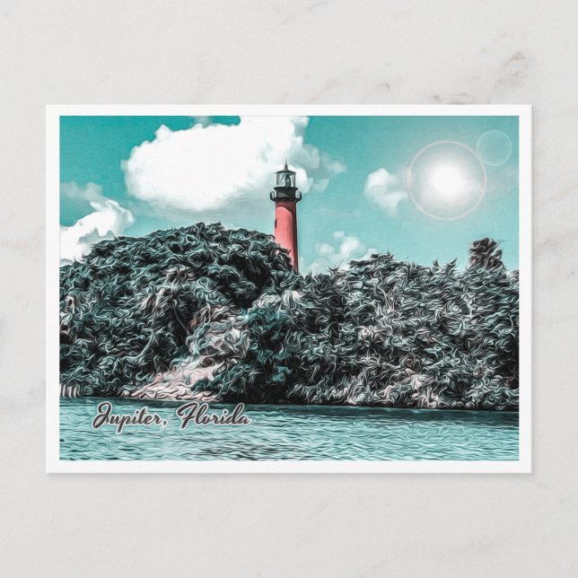 JUPITER FLORIDA - JUPITER INLET LIGHTHOUSE POSTCARD (Front)
