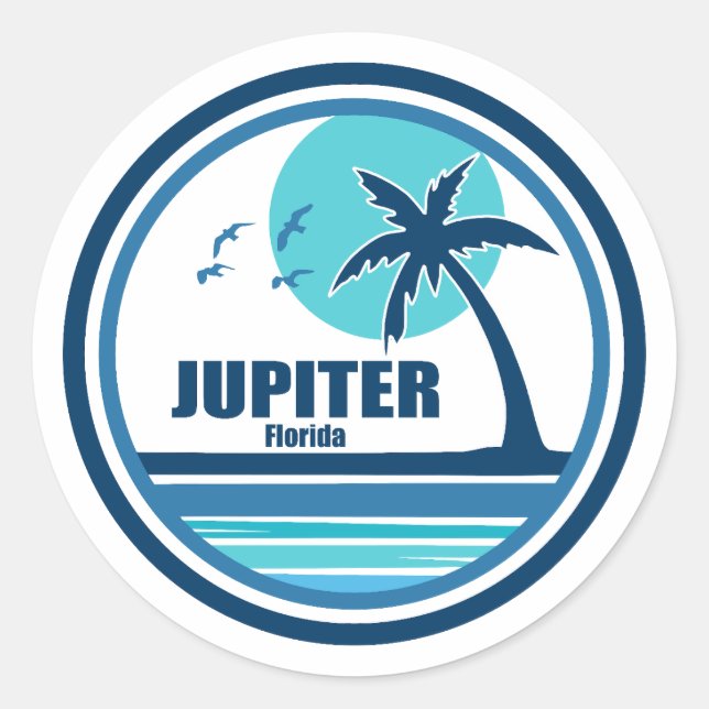 Jupiter Florida Palm Tree Birds Classic Round Sticker (Front)