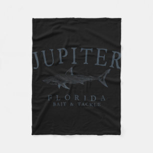 Jupiter florida shark vintage fishing slate fleece blanket