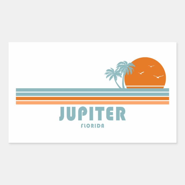Jupiter Florida Sun Palm Trees Rectangular Sticker (Front)