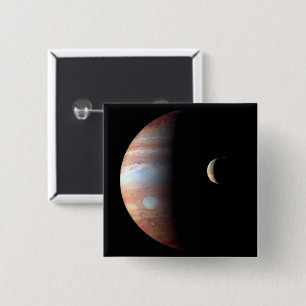 Jupiter Gas Giant Planet & Io Galilean Moon 15 Cm Square Badge