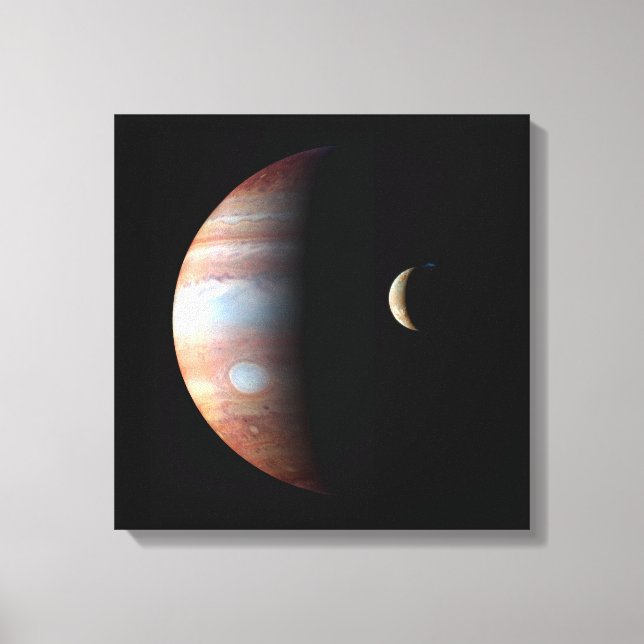 Jupiter Gas Giant Planet & Io Galilean Moon Canvas Print (Front)