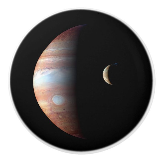 Jupiter Gas Giant Planet & Io Galilean Moon Ceramic Knob (Front)