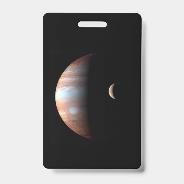 Jupiter Gas Giant Planet & Io Galilean Moon ID Badge (Front)