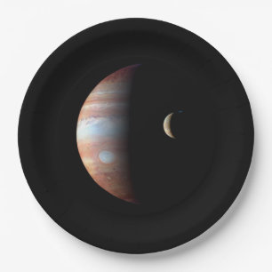 Jupiter Gas Giant Planet & Io Galilean Moon Paper Plate