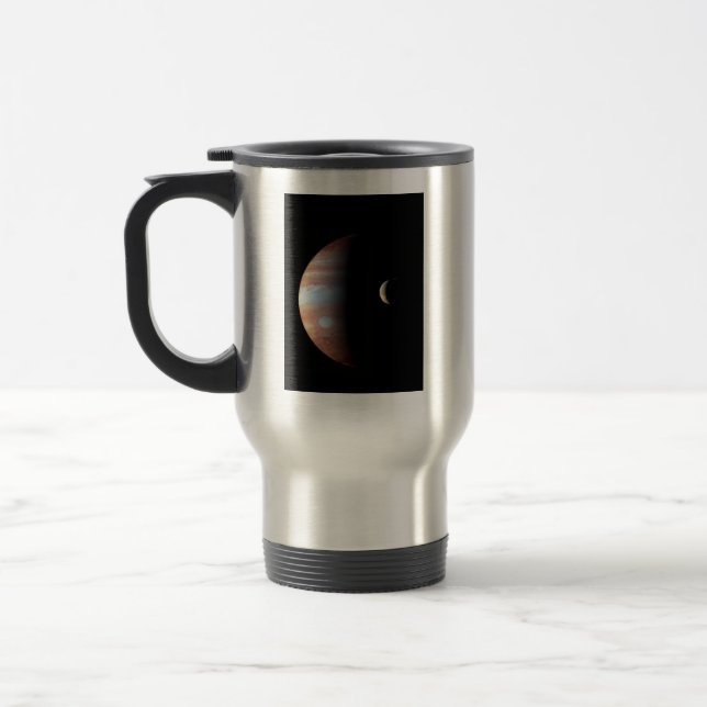 Jupiter Gas Giant Planet & Io Galilean Moon Travel Mug (Left)