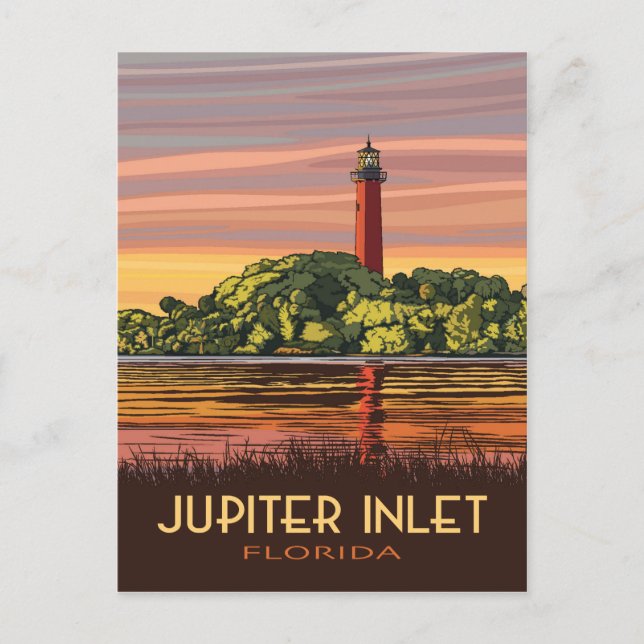 Jupiter Inlet Florida Lighthouse Vintage Style Postcard (Front)