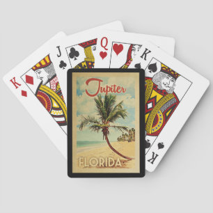 Jupiter Palm Tree Vintage Travel Playing Cards