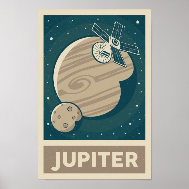 Jupiter Retro Galaxy Satellite Poster (Front)