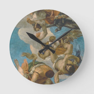 Jupiter Striking Down the Vices (oil on canvas) Round Clock