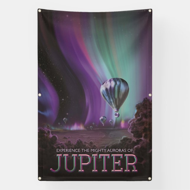 Jupiter Travel by Hot Air Balloon Bighty Auroras Banner (Vertical)