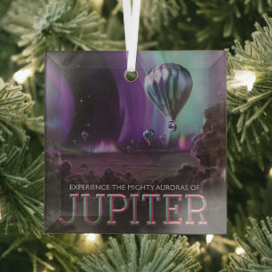 Jupiter Travel by Hot Air Balloon Bighty Auroras Glass Tree Decoration