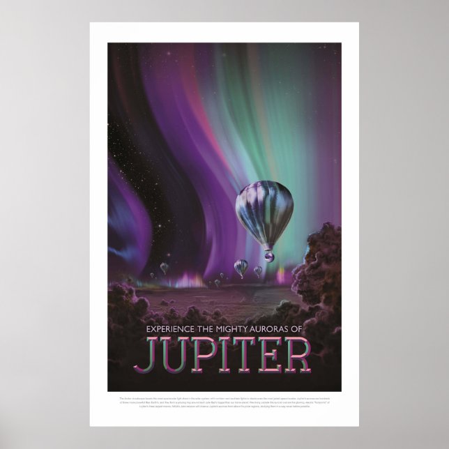 Jupiter Travel by Hot Air Balloon Bighty Auroras Poster (Front)